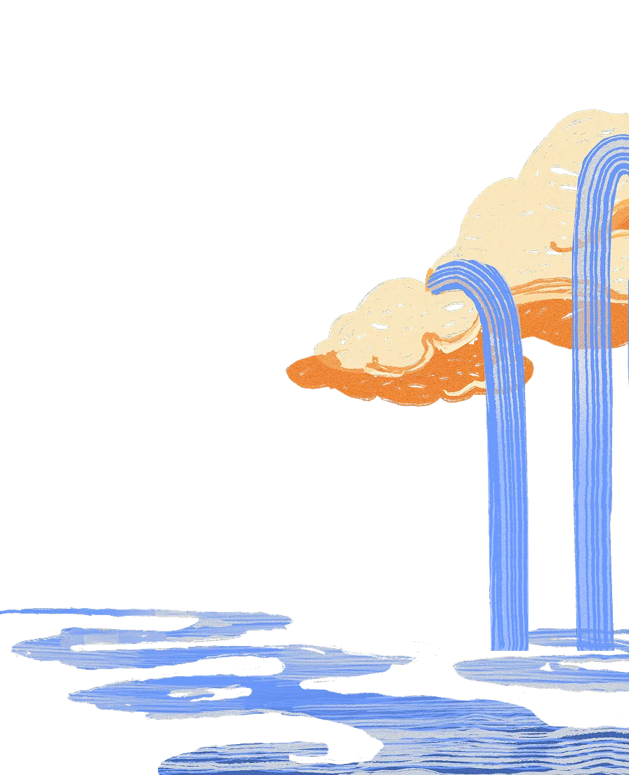 Wolken, Wasserfall und Wasseroberfläche – Hintergrund